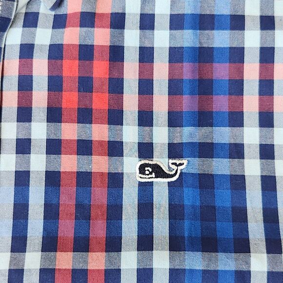 Vineyard Vines boys Whale shirt button down red blue white size M 12-14 - Picture 6 of 10